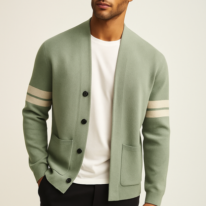 Men's Soft Merino Wool Blend Cardigan | Lightweight Modern Minimalist Design with Functional Pockets 0