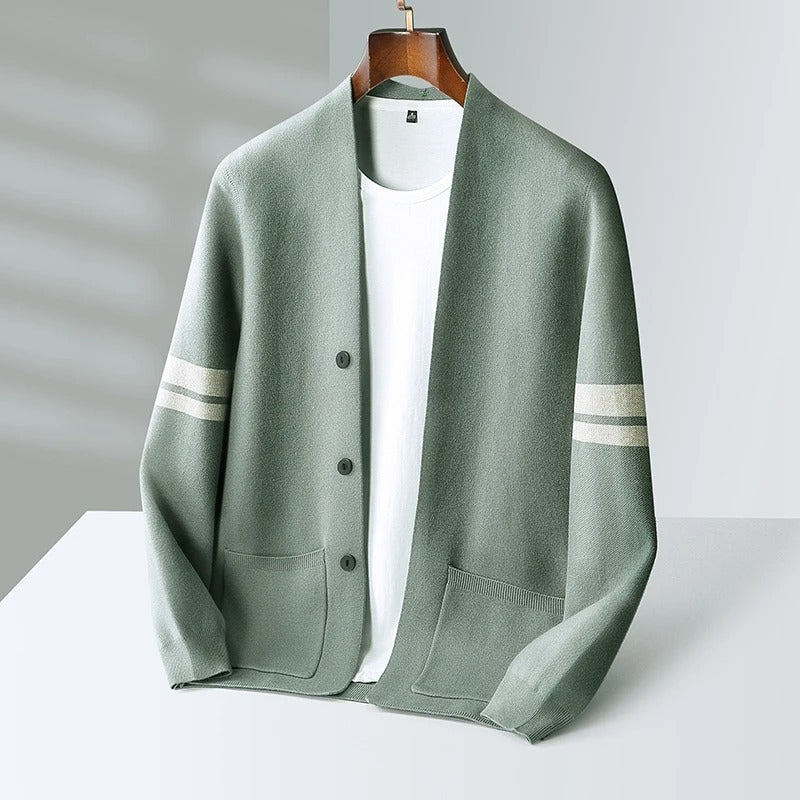 Men's Soft Merino Wool Blend Cardigan | Lightweight Modern Minimalist Design with Functional Pockets 2