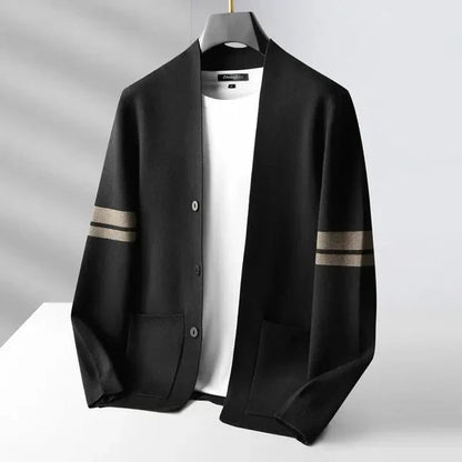 Men's Soft Merino Wool Blend Cardigan | Lightweight Modern Minimalist Design with Functional Pockets 3