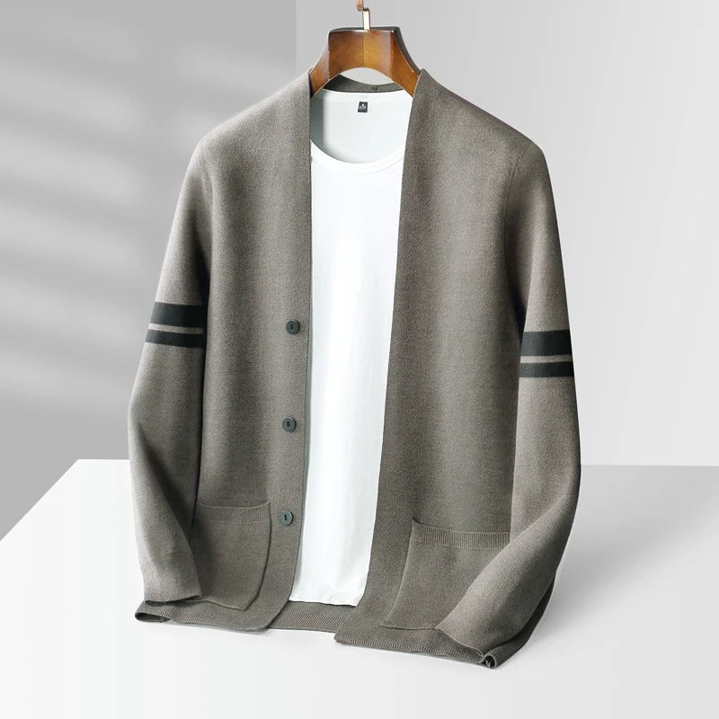 Men's Soft Merino Wool Blend Cardigan | Lightweight Modern Minimalist Design with Functional Pockets 4