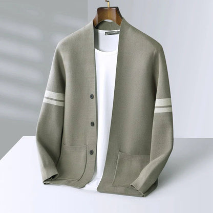 Men's Soft Merino Wool Blend Cardigan | Lightweight Modern Minimalist Design with Functional Pockets 5