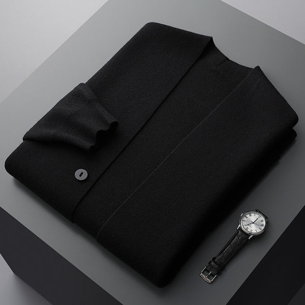 Men's Soft Merino Wool Blend Cardigan | Lightweight Modern Minimalist Design with Functional Pockets 6
