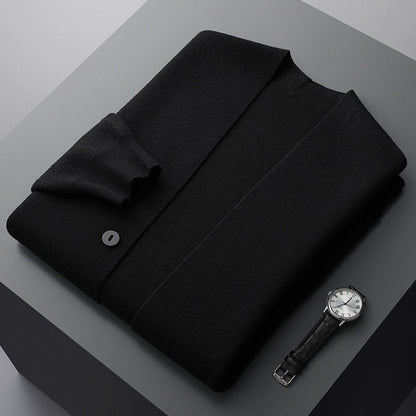 Men's Soft Merino Wool Blend Cardigan | Lightweight Modern Minimalist Design with Functional Pockets 6