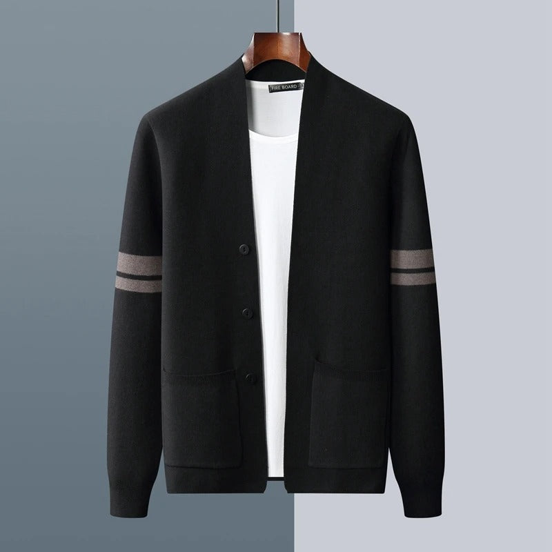 Men's Soft Merino Wool Blend Cardigan | Lightweight Modern Minimalist Design with Functional Pockets 7