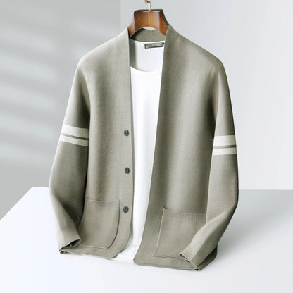 Men's Soft Merino Wool Blend Cardigan | Lightweight Modern Minimalist Design with Functional Pockets 9