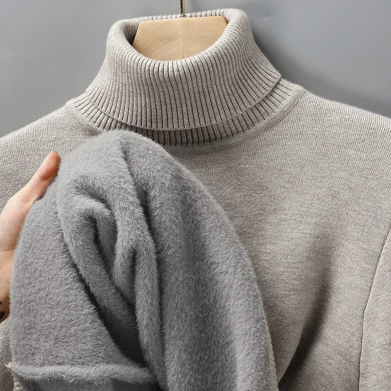 Men's Soft Merino Wool Turtleneck Sweater | Elegant Tailored Winter Layering Knit 3