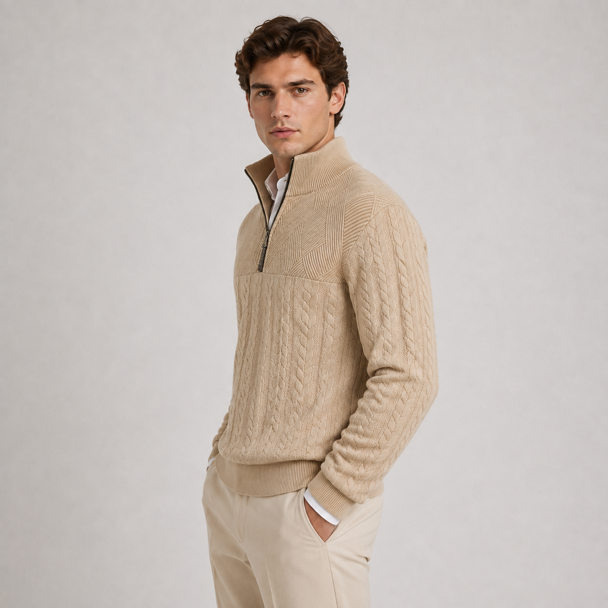 Men's Soft Ribbed Knit Sweater | Quarter-Zip Pullover for Everyday Comfort 1