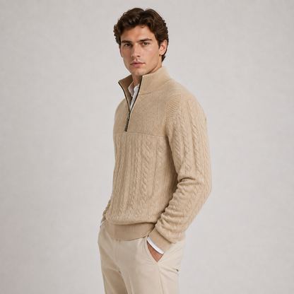 Men's Soft Ribbed Knit Sweater | Quarter-Zip Pullover for Everyday Comfort 1