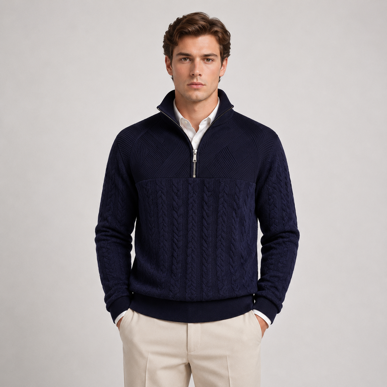 Men's Soft Ribbed Knit Sweater | Quarter-Zip Pullover for Everyday Comfort 4