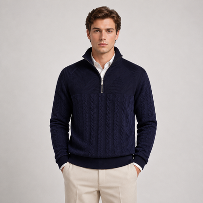 Men's Soft Ribbed Knit Sweater | Quarter-Zip Pullover for Everyday Comfort 4