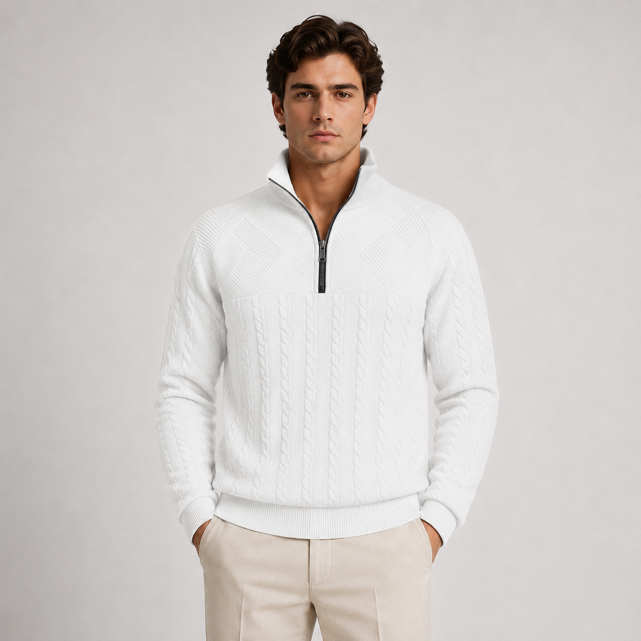 Men's Soft Ribbed Knit Sweater | Quarter-Zip Pullover for Everyday Comfort 5