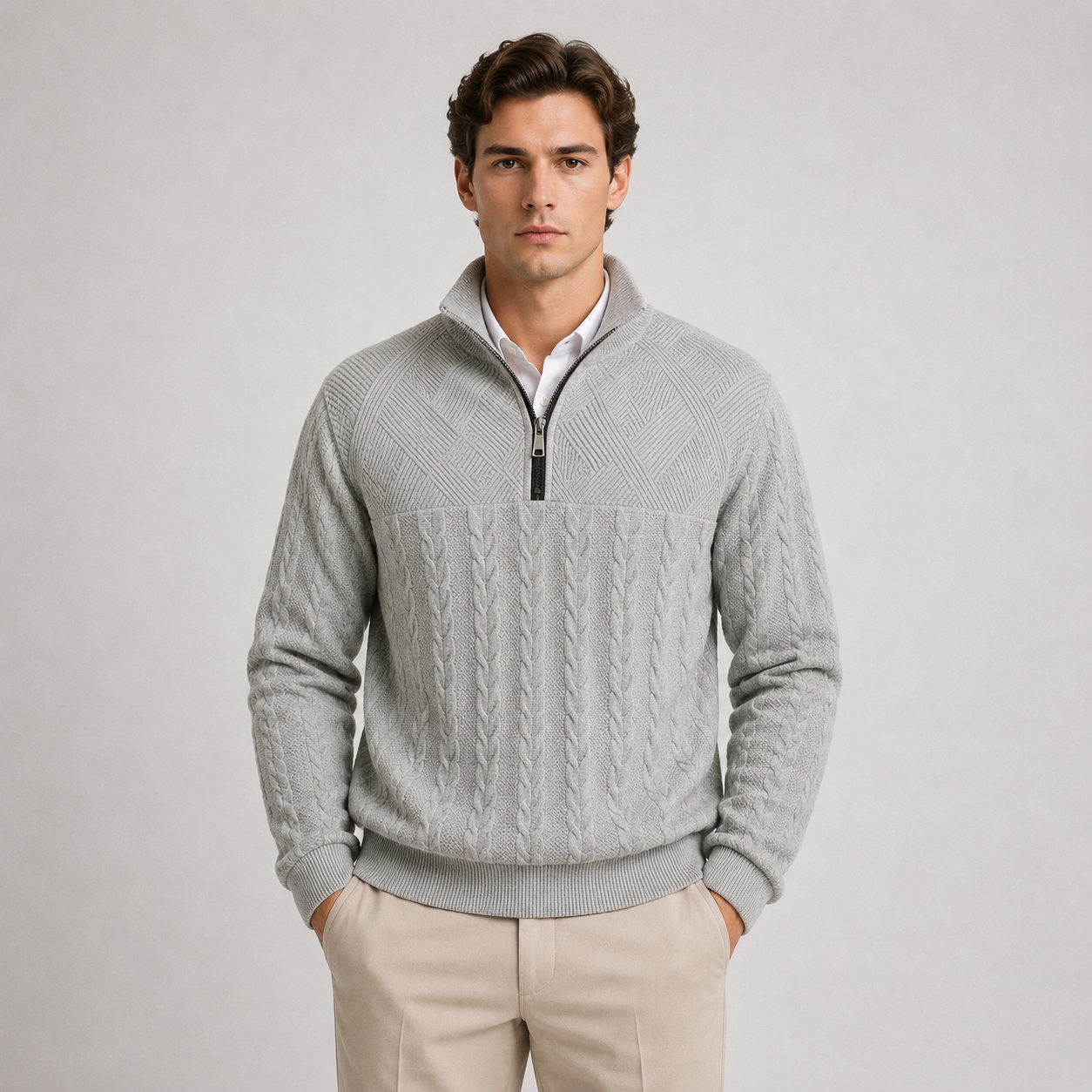 Men's Soft Ribbed Knit Sweater | Quarter-Zip Pullover for Everyday Comfort 7