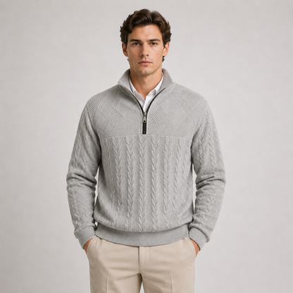 Men's Soft Ribbed Knit Sweater | Quarter-Zip Pullover for Everyday Comfort 7