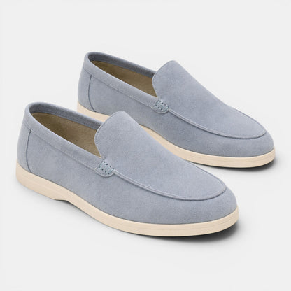 Men's Suede Loafers Black Comfortable Slip-On Summer Shoes