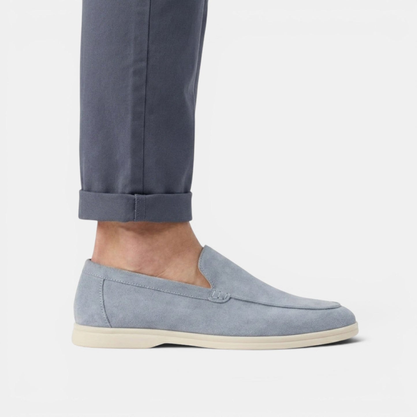 Men's Suede Loafers Black Comfortable Slip-On Summer Shoes