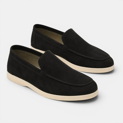 Men's Suede Loafers Black Comfortable Slip-On Summer Shoes