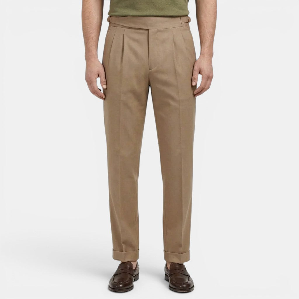 Men's Tailored Trousers Straight Fit Neutral Polyester Blend