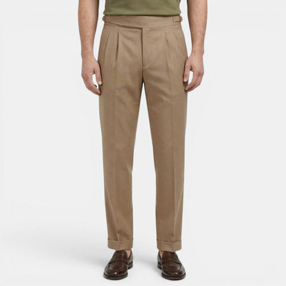 Men's Tailored Trousers Straight Fit Neutral Polyester Blend