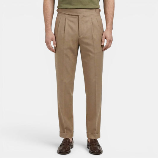 Men's Tailored Trousers Straight Fit Neutral Polyester Blend