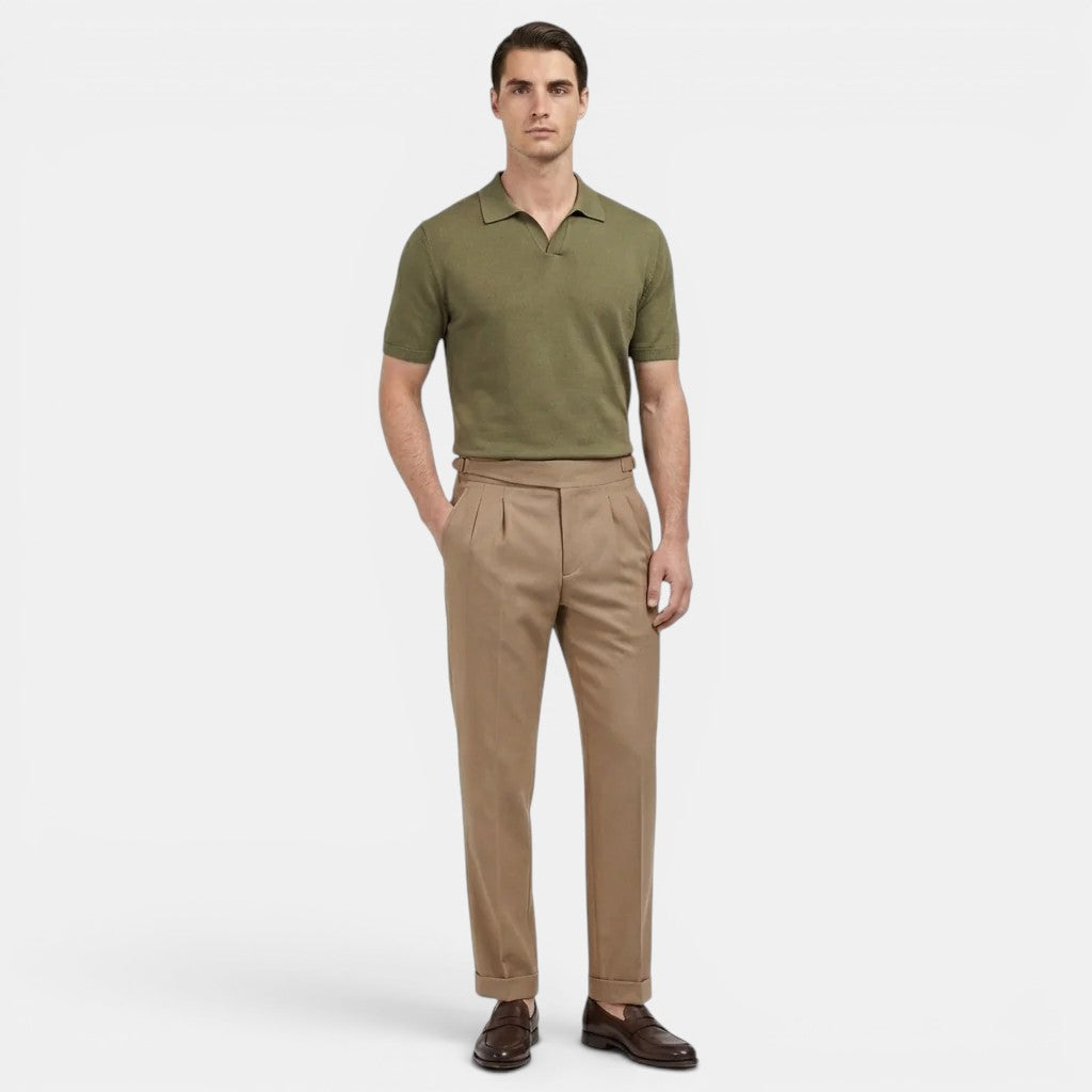 Men's Tailored Trousers Straight Fit Neutral Polyester Blend