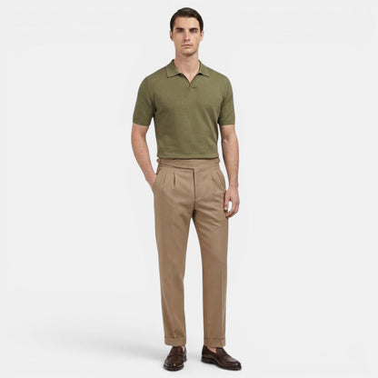 Men's Tailored Trousers Straight Fit Neutral Polyester Blend