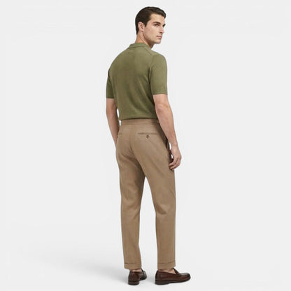 Men's Tailored Trousers Straight Fit Neutral Polyester Blend