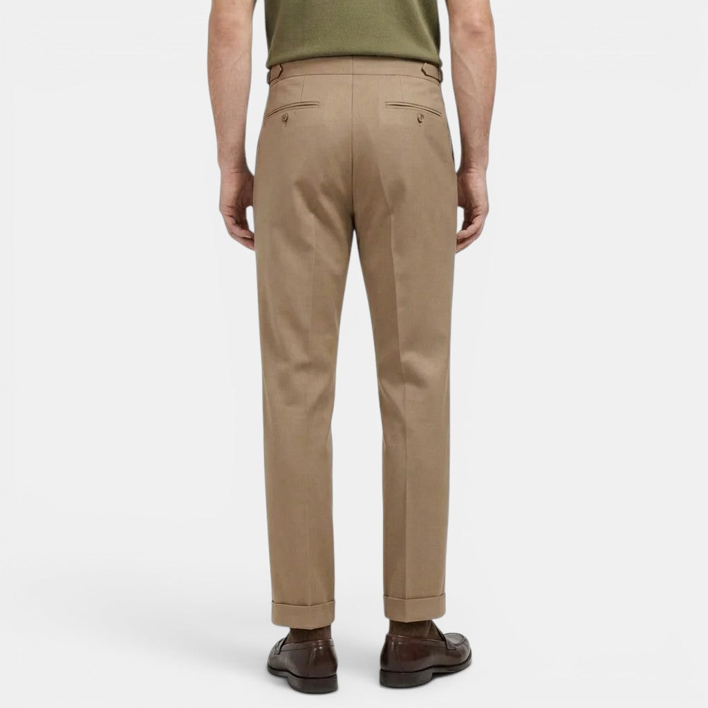 Men's Tailored Trousers Straight Fit Neutral Polyester Blend