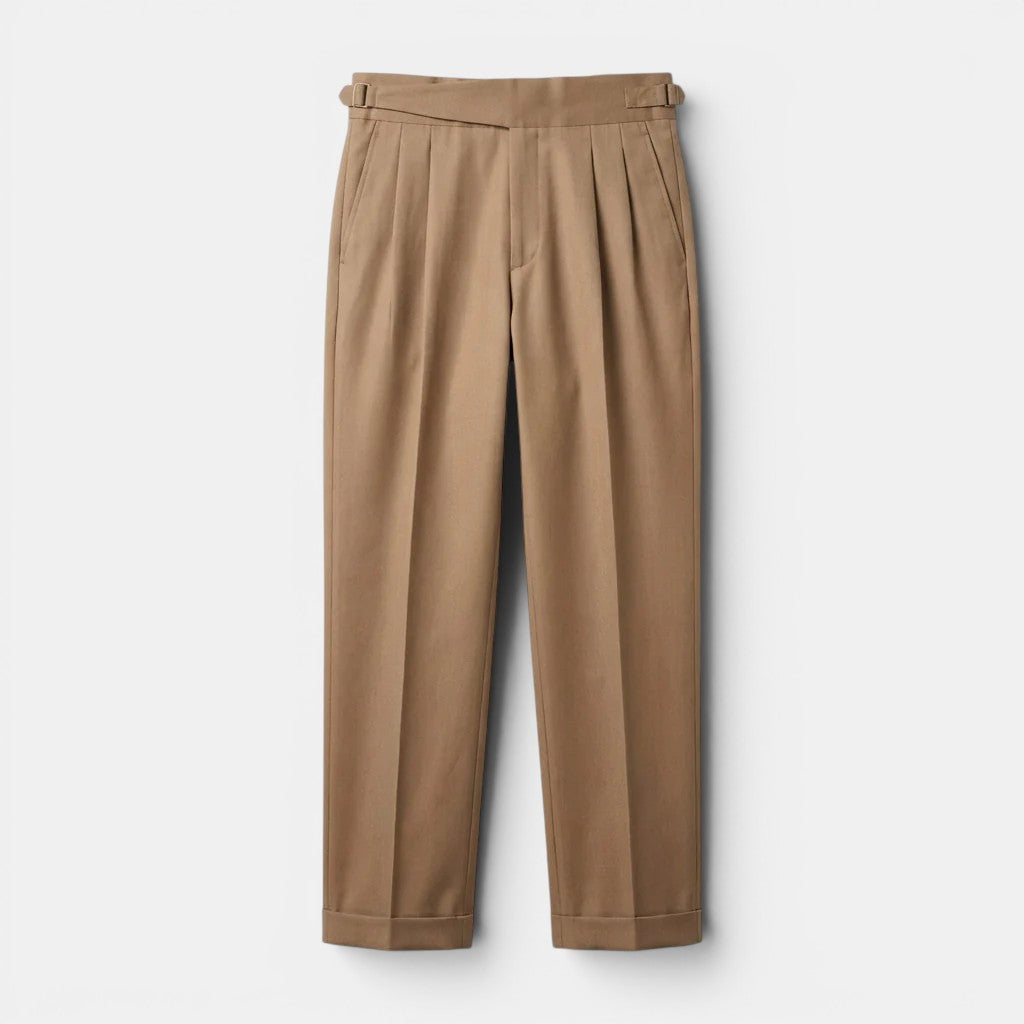 Men's Tailored Trousers Straight Fit Neutral Polyester Blend