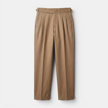 Men's Tailored Trousers Straight Fit Neutral Polyester Blend