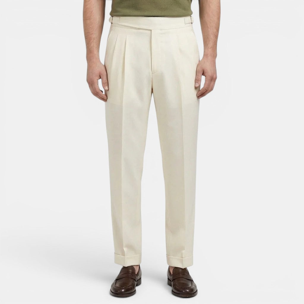 Men's Tailored Trousers Straight Fit Neutral Polyester Blend