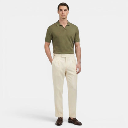 Men's Tailored Trousers Straight Fit Neutral Polyester Blend