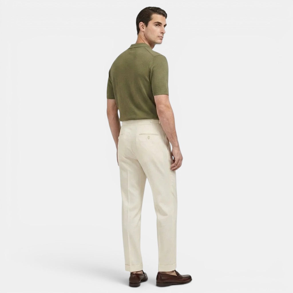 Men's Tailored Trousers Straight Fit Neutral Polyester Blend