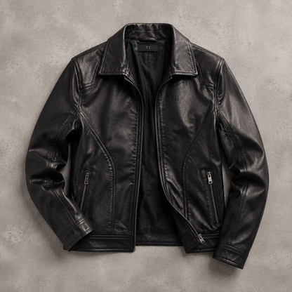 Men's Textured Faux Leather Jacket | Stylish Slim Fit Outerwear for Cool Evenings 0
