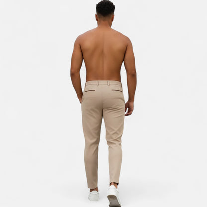 Men's Trousers Beige Wool Blend Classic Pleated Business Pants