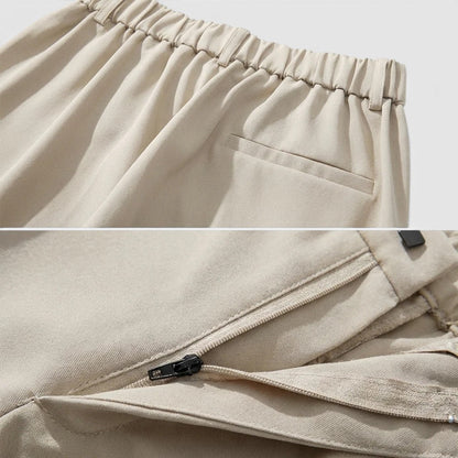 Men's Trousers Pleated Straight Leg Tailored Fit Cotton