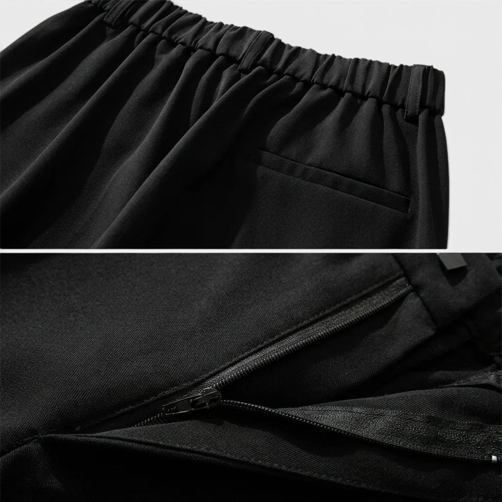 Men's Trousers Pleated Straight Leg Tailored Fit Cotton