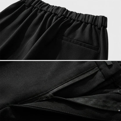 Men's Trousers Pleated Straight Leg Tailored Fit Cotton