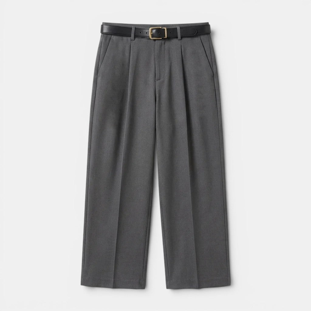 Men's Trousers Pleated Straight Leg Tailored Fit Cotton