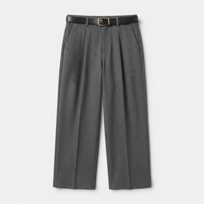 Men's Trousers Pleated Straight Leg Tailored Fit Cotton