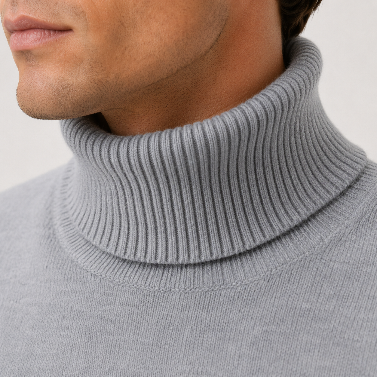 Men's Turtleneck Sweater Black Wool Blend