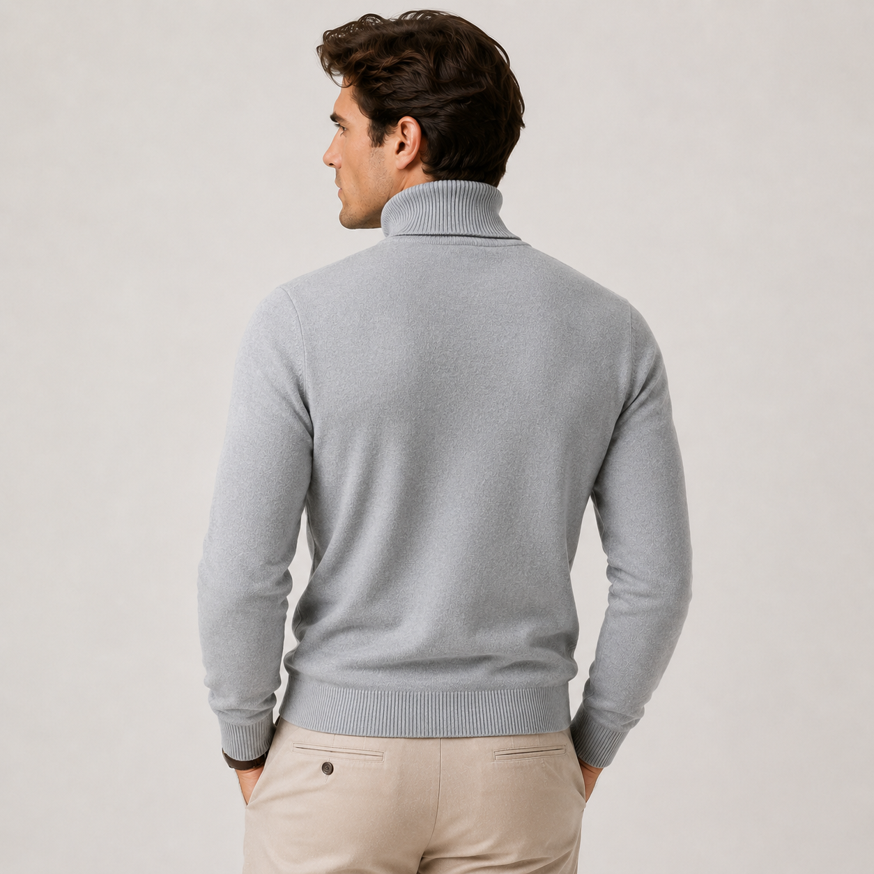 Men's Turtleneck Sweater Black Wool Blend