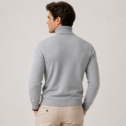 Men's Turtleneck Sweater Black Wool Blend