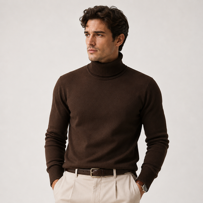 Men's Turtleneck Sweater Black Wool Blend