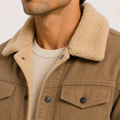 Men's Utility Jacket Black Fleece Insulated Winter Coat