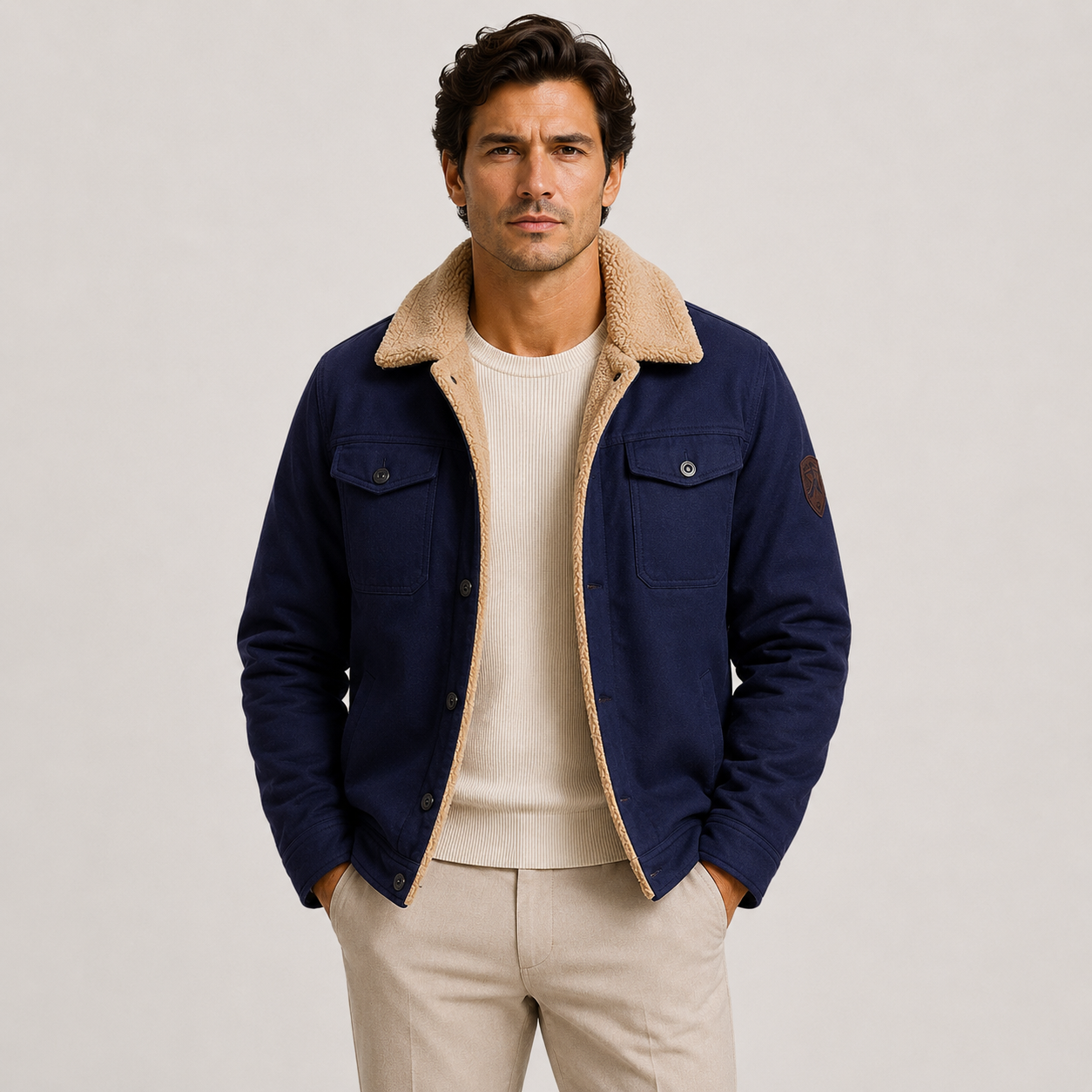 Men's Utility Jacket Black Fleece Insulated Winter Coat