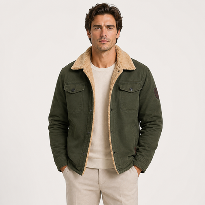 Men's Utility Jacket Black Fleece Insulated Winter Coat