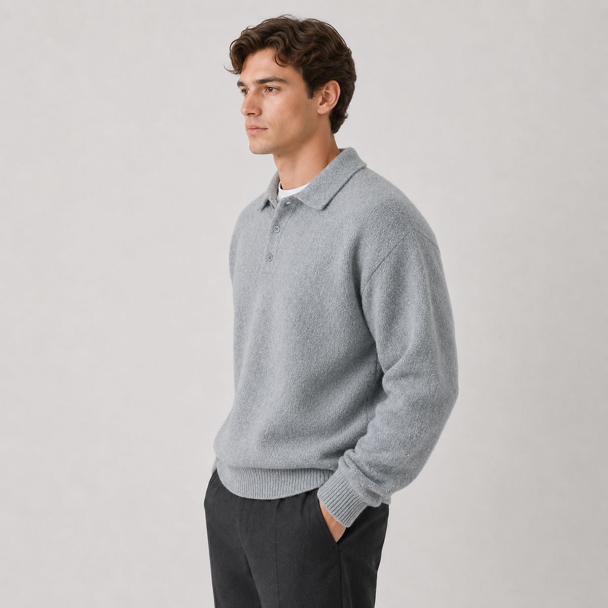 Men's Warm Knit Polo Sweater | Classic Long Sleeve Winter Top 1
