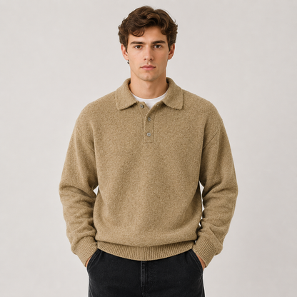Men's Warm Knit Polo Sweater | Classic Long Sleeve Winter Top 5
