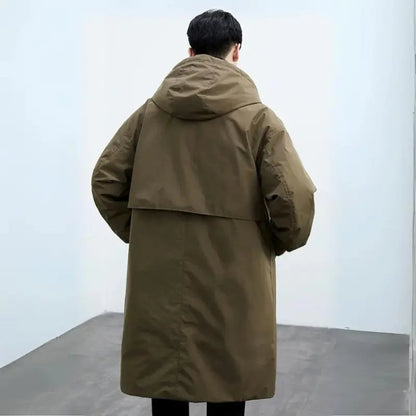 Men's Waterproof Insulated Puffer Trench Coat | Stylish Long Winter Outerwear