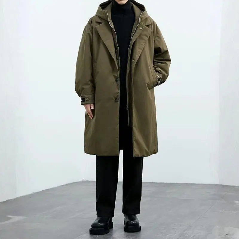 Men's Waterproof Insulated Puffer Trench Coat | Stylish Long Winter Outerwear